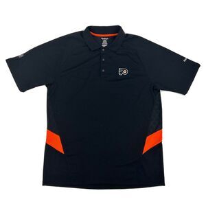 Philadelphia Flyers Shirt Men L Black Reebok‎ Play Dry Short Sleeve Polo NHL